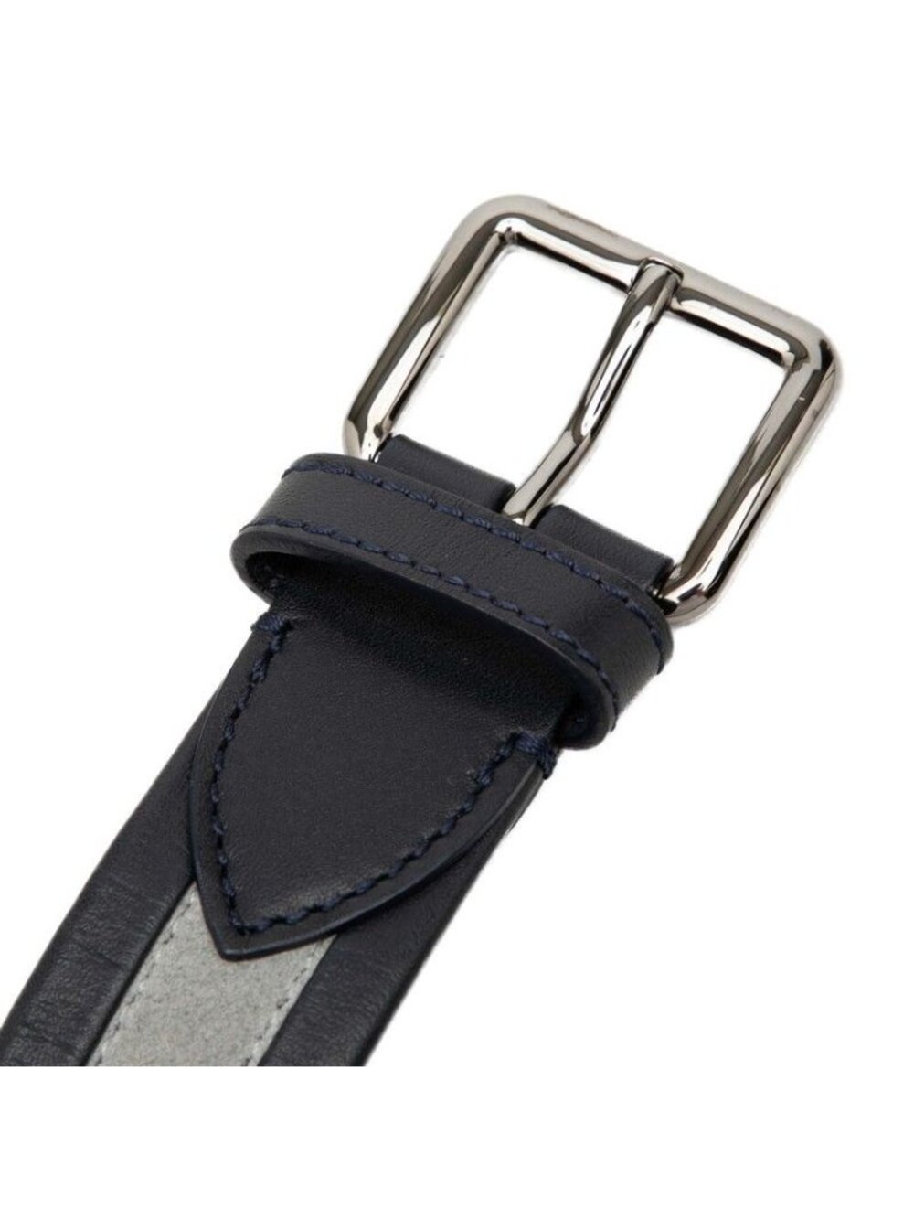 Louis Vuitton 100 40 Navy Gray Leather Suede 1- Belt - Picture 4 of 7